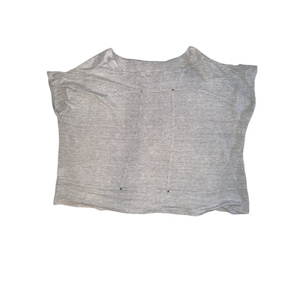 Eileen Fisher Women’s Top SZMedium Gray Striped Boxy Linen Dolman Sleeve - Picture 2 of 7